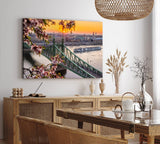 Paul Sinus Wandbild 120x80cm Freiheitsbrücke Budapest Ungarn Kanal Schiffe Sonnenuntergang