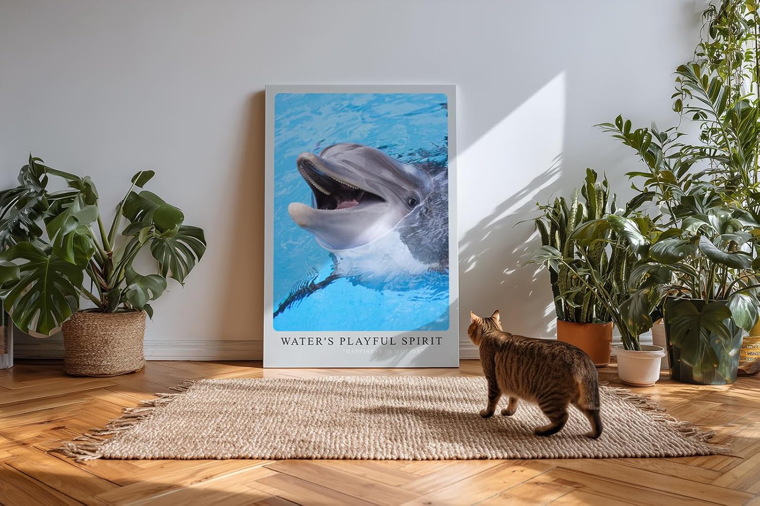 Paul Sinus Kunstdruck 40x60cm Water's Playful Spirit – Fröhlicher Delfin im klaren Wasser in lebendiger Nahaufnahme
