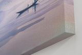 Sinus Art Wandbild 120x80cm Stilles Wasser, Fischerboot und pastellfarbene Hügel – harmonisch, leicht und beruhigend