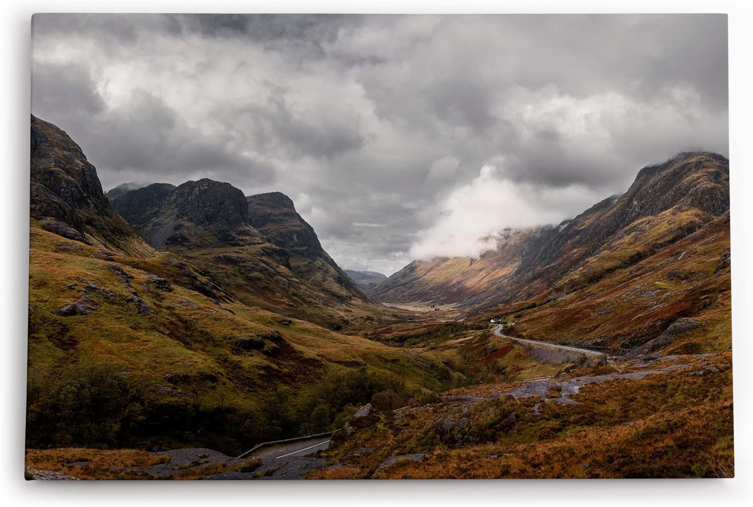Paul Sinus Wandbild 120x80cm Schottische Landschaft Berge Nebel Wolken Gebirge