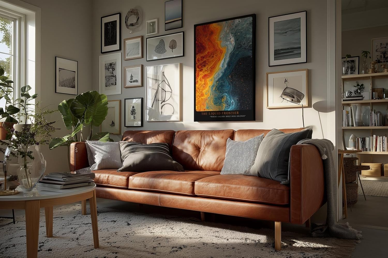Paul Sinus Wandbild in 40x60cm The Liquid Frontier in kräftigen Blau-, Grauund Orangetönen mit fließendem Farbverlauf für stilvolle Raumakzente