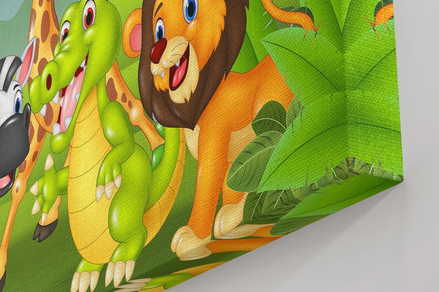 Sinus Art Wandbild 120x80cm Fröhliche Tiergruppe in cartoonhafter Darstellung – ideal für Kinderzimmer