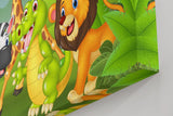 Sinus Art Wandbild 120x80cm Fröhliche Tiergruppe in cartoonhafter Darstellung – ideal für Kinderzimmer