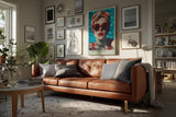Paul Sinus Wandbild in 40x60cm Cool Down Baby Stylish Woman with Red Sunglasses and Headscarf in Poolside Summer Vibe