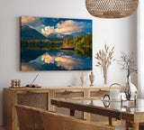 Paul Sinus Wandbild 120x80cm See Berge Bergsee Natur Boot Berglandschaft