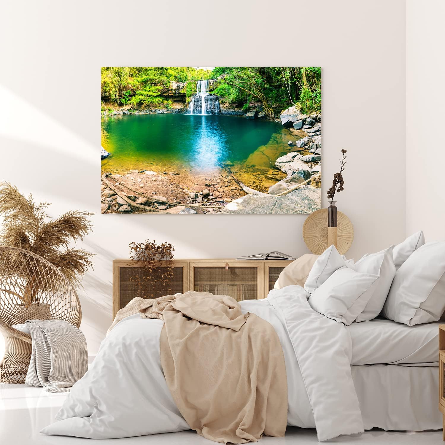 Paul Sinus Wandbild 120x80cm Wasserfall Dschungel Wasser Natur Grün Thailand
