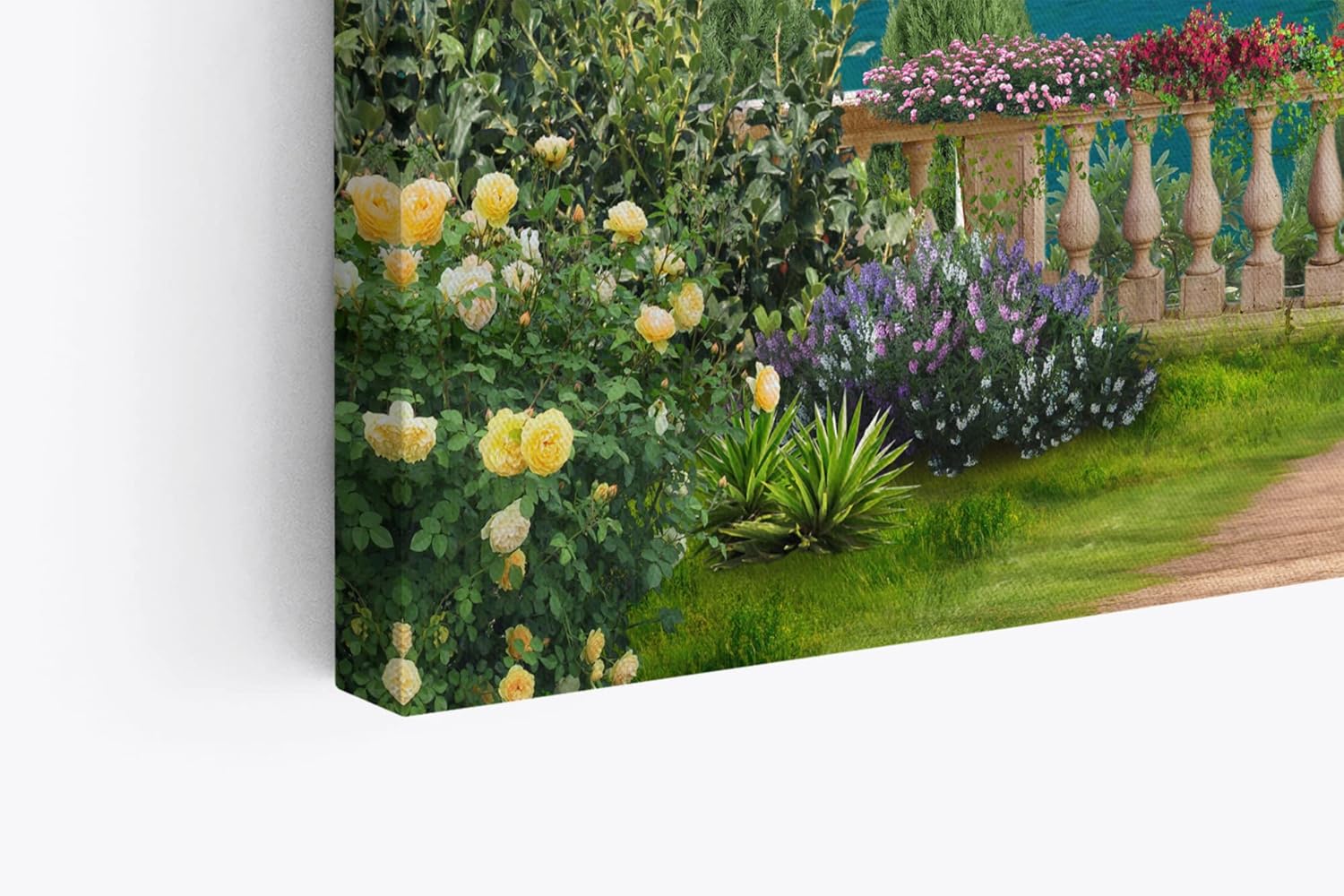 Paul Sinus Wandbild 120x80cm Gardasee Italien Kunstvoll Berge Villa Garten Blumen