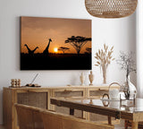 Paul Sinus Wandbild 120x80cm Afrika Giraffen Sonnenuntergang Abend Natur Wildnis Bäume