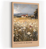 Paul Sinus Kunstdruck 40x60cm Cottage in Bloom – Wildblumenwiese mit Landhaus unter weitem Himmel in malerischer Landschaft
