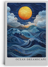 Paul Sinus Leinwandbild 60x90cm Ozeantraum surreal wellenförmig mystisch kunstvolle Wandkunst leuchtender Mond faszinierend dynamisch harmonisch