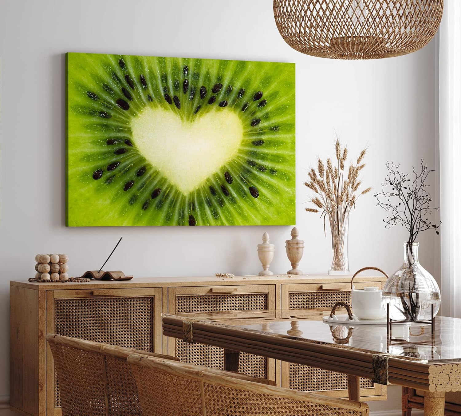 Paul Sinus Wandbild 120x80cm Kiwi in Herzform Herz Grün Fotokunst Nahaufnahme