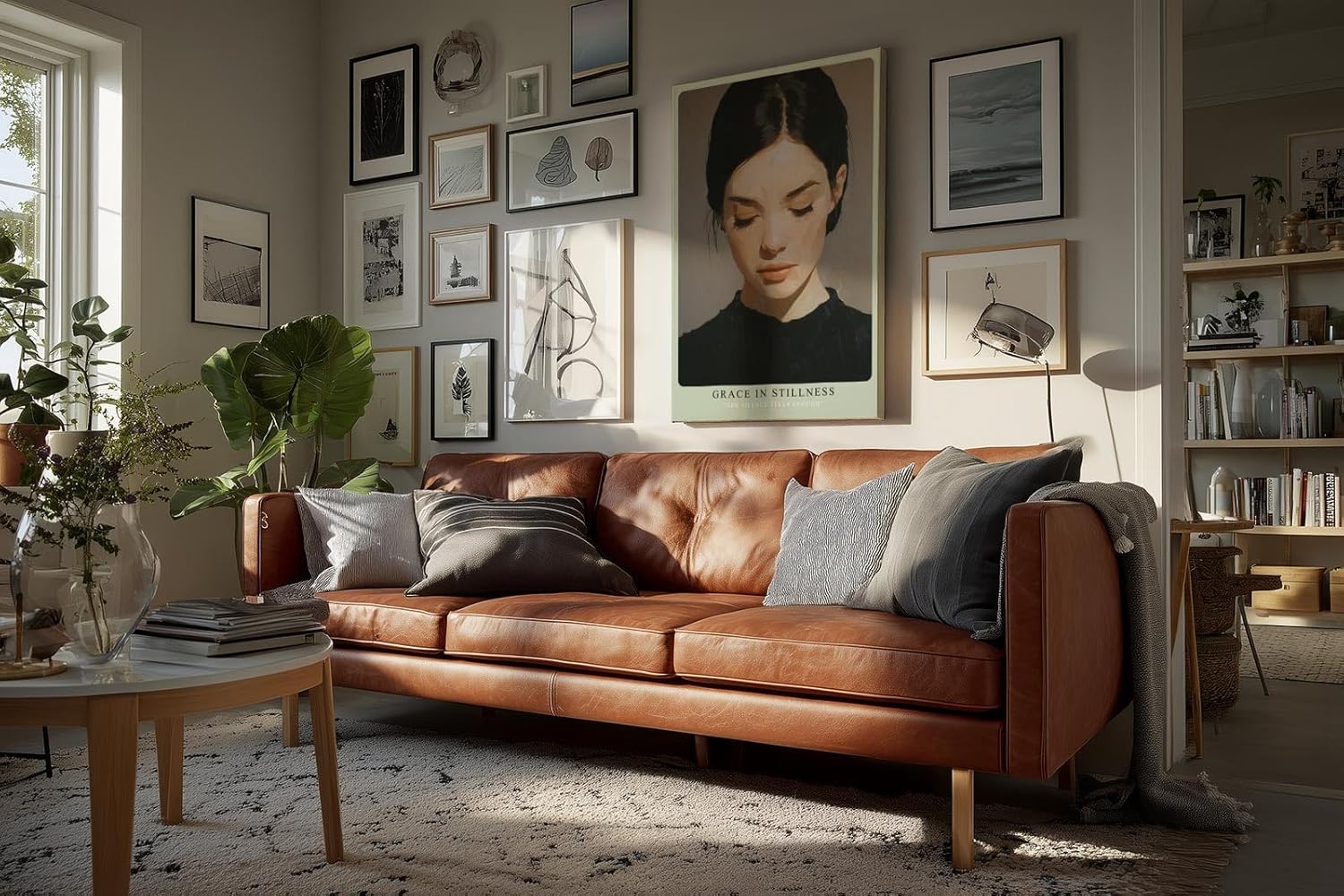 Paul Sinus Wandbild in 40x60cm Grace in Stillness – Minimalistisches Porträt einer Frau mit geschlossenen Augen, moderne Bilder in harmonischen Erdtönen, elegant und zeitlos