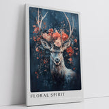 Paul Sinus Leinwandbild 60x90cm Floral Spirit – Natur, Hirsch, Wald, Blüten, Ästhetik, Kunst, Mystik, Magie, Eleganz, Symbolik, Wildnis, Ruhe, Anmut
