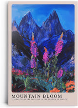 Paul Sinus Leinwandbild 80x120cm leuchtende Berglandschaft mit blühender Alpenflora, expressive Wandkunst mit kontrastreichen Farben