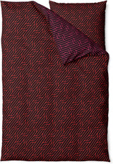 Sinus Art Mikrofaser Bettwäsche 135x200 cm + 80x80 cm – Wendedesign in Beere & Rotbraun mit Linienmuster, pflegeleicht & hautfreundlich