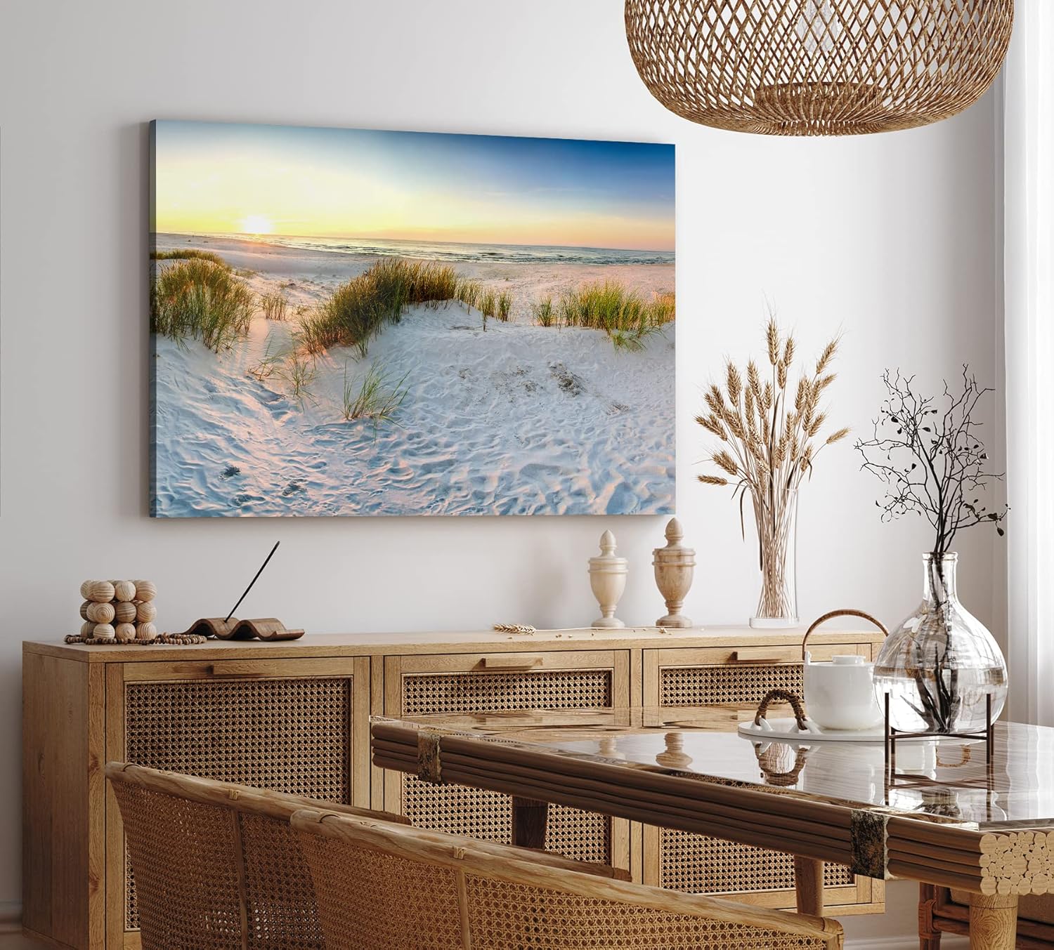 Paul Sinus Wandbild 120x80cm Ostsee Strand Sand Meer Sonnenuntergang Horizont