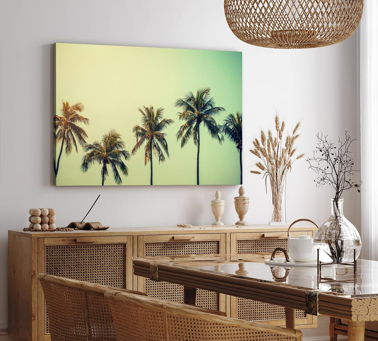 Wandbild 120x80cm Südseeparadies Palmen Sonne Sommer Grün