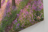 Sinus Art Wandbild 120x80cm Waldszene mit violetten Blüten und einfallender Sonne für verträumte Atmosphäre
