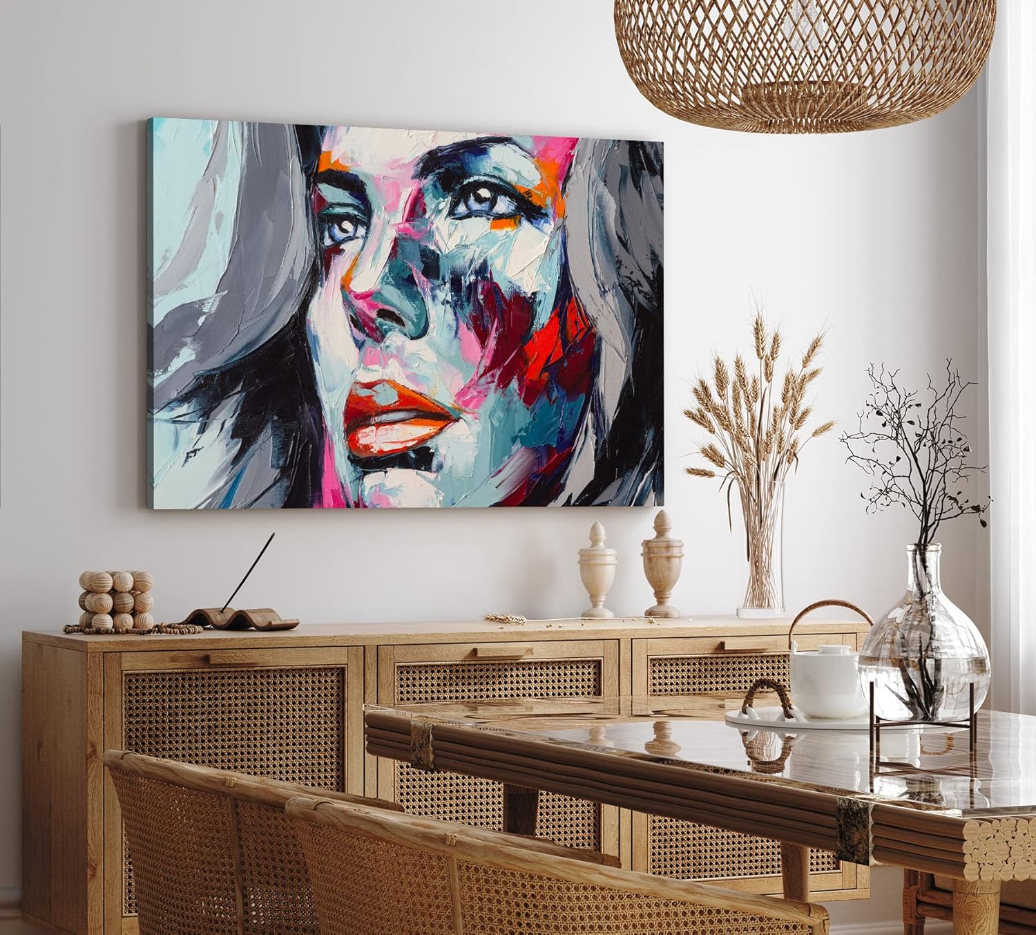 Wandbild 120x80cm Porträt einer jungen Frau Feminin Spachtel Abstrakt