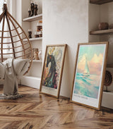 Paul Sinus Leinwandbild 60x90cm verträumtes Segelboot auf dem offenen Meer in sanften Pastelltönen – kunstvolles Leinwandbild für stilvolle Raumgestaltung