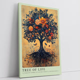 Paul Sinus Leinwandbild 40x60cm Tree of Life – Symbolhafte Naturkunst, detailreich verzweigter Baum mit blühenden Blüten, verwurzelte Kraft