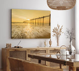 Paul Sinus Wandbild 120x80cm Holzsteg am Strand Sonnenuntergang Abendröte Meer