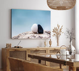Paul Sinus Wandbild 120x80cm Schwarzer und weißer Stein Kunstvoll Strandsteine