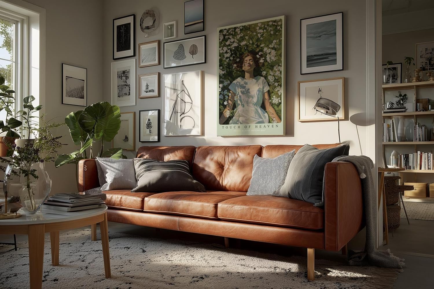 Paul Sinus Wandbild in 40x60cm Touch of Heaven – Sommerliches Porträt einer Frau im weißen Kleid, liegend in einem Meer aus weißen Blumen