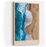 Paul Sinus Wandbild in 40x60cm Ocean's Edge – Luftaufnahme von Wellen und Sandstrand in Blauund Beigetönen