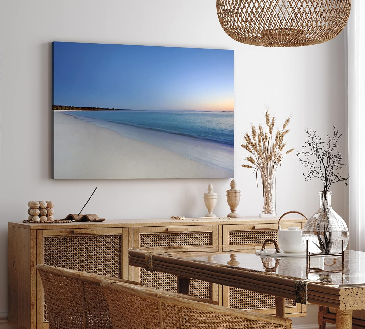 Paul Sinus Wandbild 120x80cm Stille See Meer Ozean Horizont Blau Sonnenuntergang