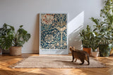 Paul Sinus Kunstdruck 40x60cm Morris Garden florale Jugendstilkomposition auf tiefem Blau mit historischen Ornamenten