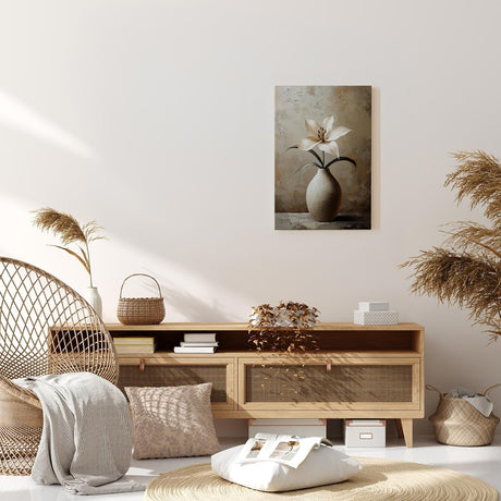 Paul Sinus 60x90cm Wandbild Zeitlose Blütenkraft – Eindrucksvolle weiße Lilie als stilvolles Blumenmotiv im Naturfarbton
