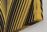 Sinus Art Wandbild 120x80cm Grafisches Muster in Schwarz und Gold – stilvolle Symmetrie mit Art-Déco-Flair