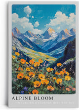 Paul Sinus Leinwandbild 40x60cm Alpine Bloom – Alpen, Berge, Natur, Blumenwiese, Wildblumen, Landschaft, Sommer, Frische, Panorama, Blau, Himmel