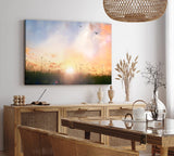 Paul Sinus Wandbild 120x80cm Sommerwiese Sonnenuntergang Vögel Halme Natur