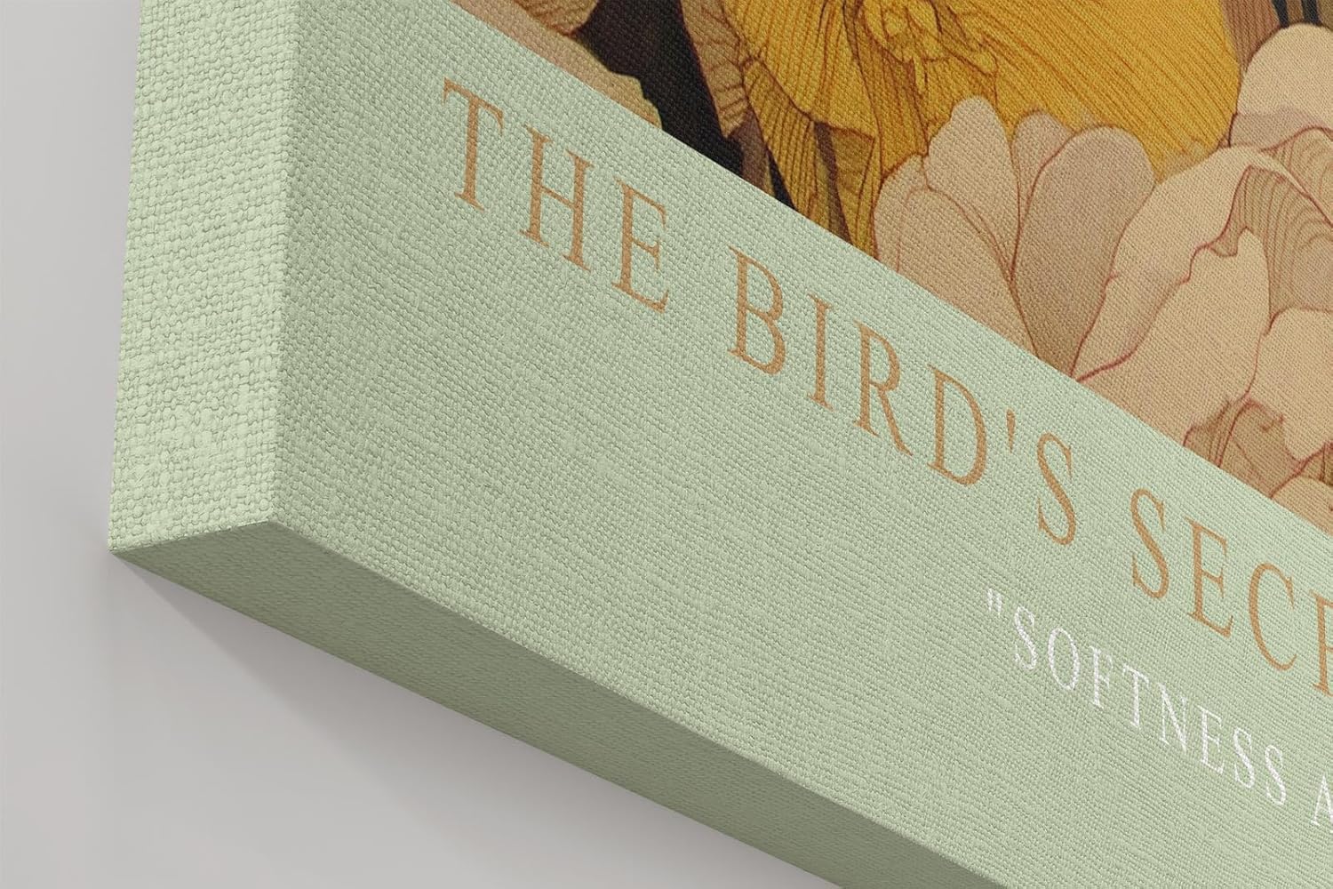 Paul Sinus Wandbild in 40x60cm The Bird's Secret – Poetisches Porträt einer Frau mit Vogel und floraler Umrahmung in sanften Farbtönen