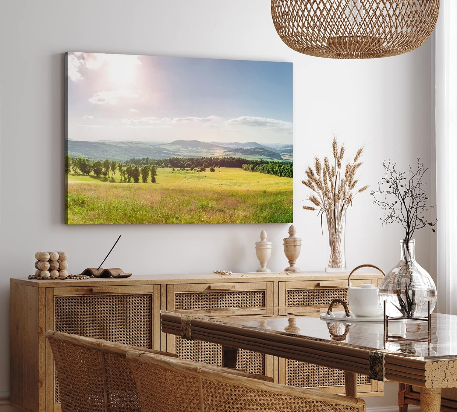 Paul Sinus Wandbild 120x80cm Landschaftsbild Natur Feld Berge Sommer Sonnenschein