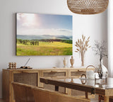 Paul Sinus Wandbild 120x80cm Landschaftsbild Natur Feld Berge Sommer Sonnenschein