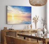 Paul Sinus Wandbild 120x80cm Stille See Meer Ozean Sonne Horizont Blau Sonnenuntergang