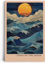 Paul Sinus Leinwandbild 80x120cm Mondgezeiten dynamisch surreal kunstvolle Wandkunst faszinierend tiefblau harmonisch Wellenbewegung leuchtend mystisch