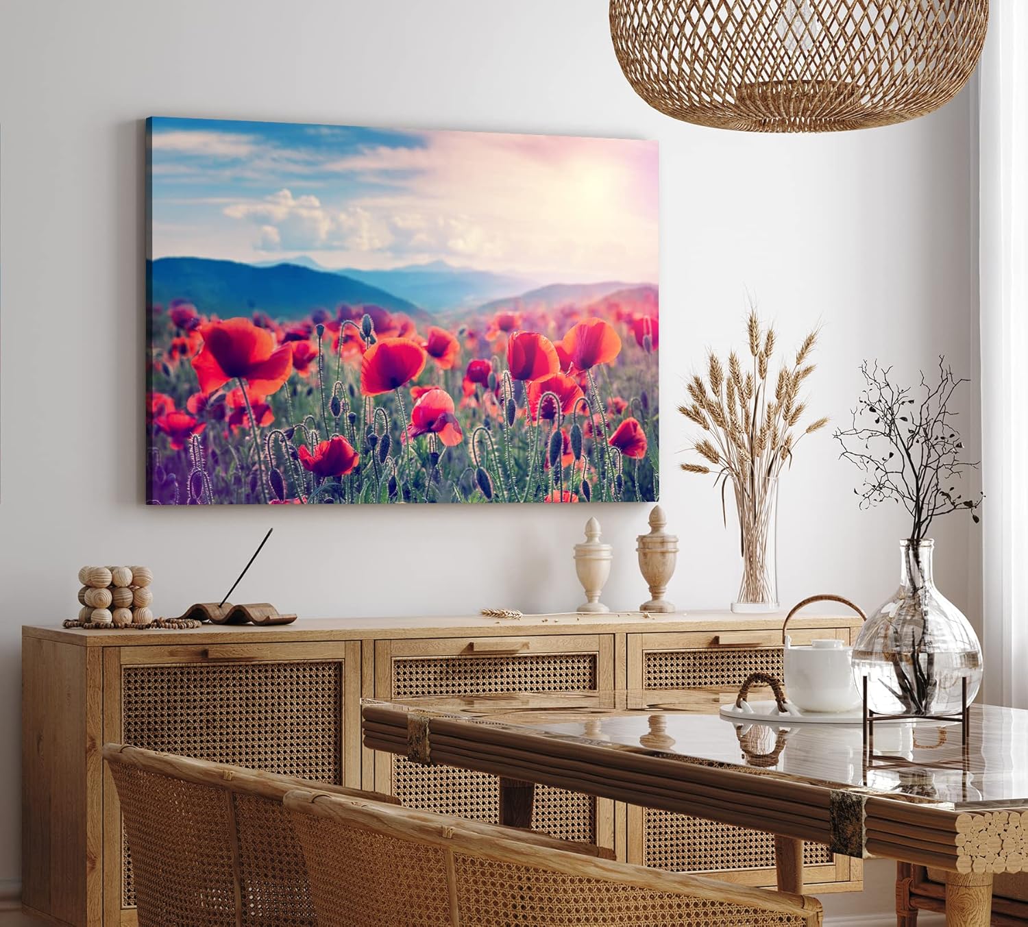 Paul Sinus Wandbild 120x80cm Mohnblumen Feld Wildblumen Blumen rote Blüten