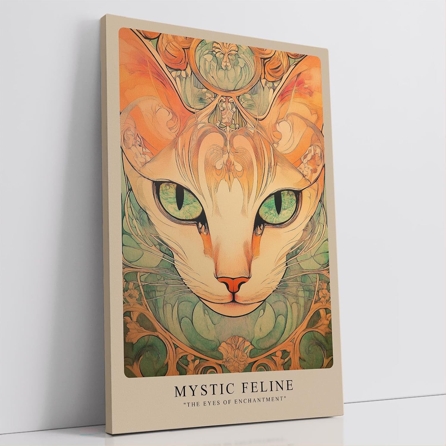 Paul Sinus Leinwandbild 80x120cm Mystische Katze kunstvoll surreal faszinierend hypnotisch elegantes Design stilvolle Wandkunst harmonische Farben