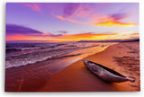 Paul Sinus Wandbild 120x80cm Südseeparadies Meer Strand Sonnenuntergang Abendröte Boot