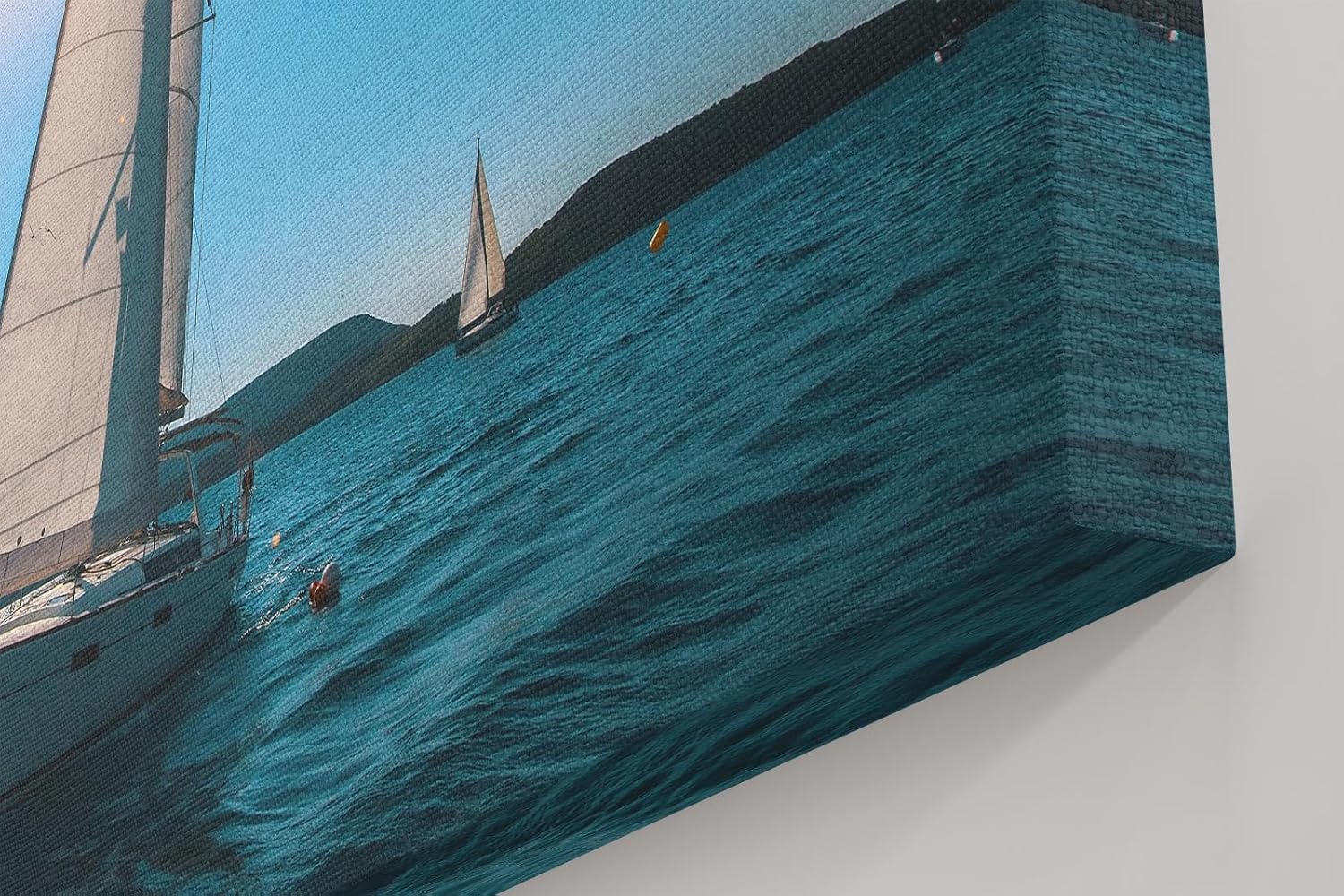 Sinus Art Wandbild 120x80cm Friedvolle Szene eines Segelboots unter blauem Himmel mit strahlendem Sonnenschein