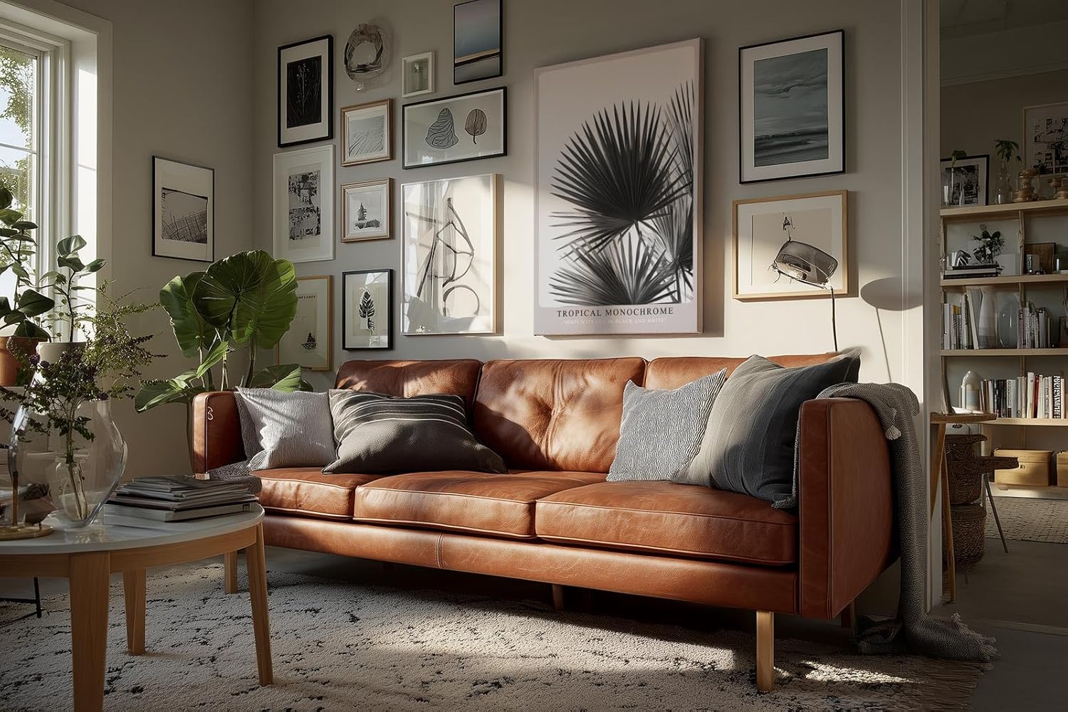 Paul Sinus Wandbild in 40x60cm Tropical Monochrome – stilvolle Palmenblätter in Schwarz-Weiß Fotokunst für modernes Wohndesign auf hochwertiger Leinwand