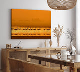Paul Sinus Wandbild 120x80cm Flamingos Sonnenuntergang Abendröte Rot Kunstvoll