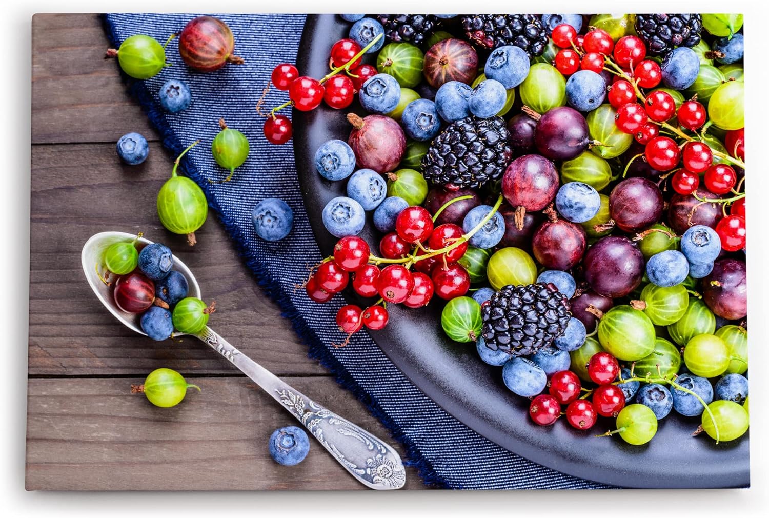 Paul Sinus Wandbild 120x80cm Früchte Himbeeren Johannisbeeren Farbenfroh Essen Küche