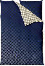 Sinus Art Mikrofaser Bettwäsche 135x200 cm + 80x80 cm – Wendedesign in Beige & Dunkelblau mit kleinem Rautenmuster, pflegeleicht & atmungsaktiv