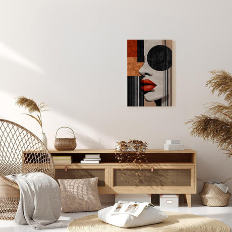 Paul Sinus 60x90cm Wandbild Urban Glamour – Abstraktes Frauenporträt in kraftvoller Form auf Leinwand Holzrahmen