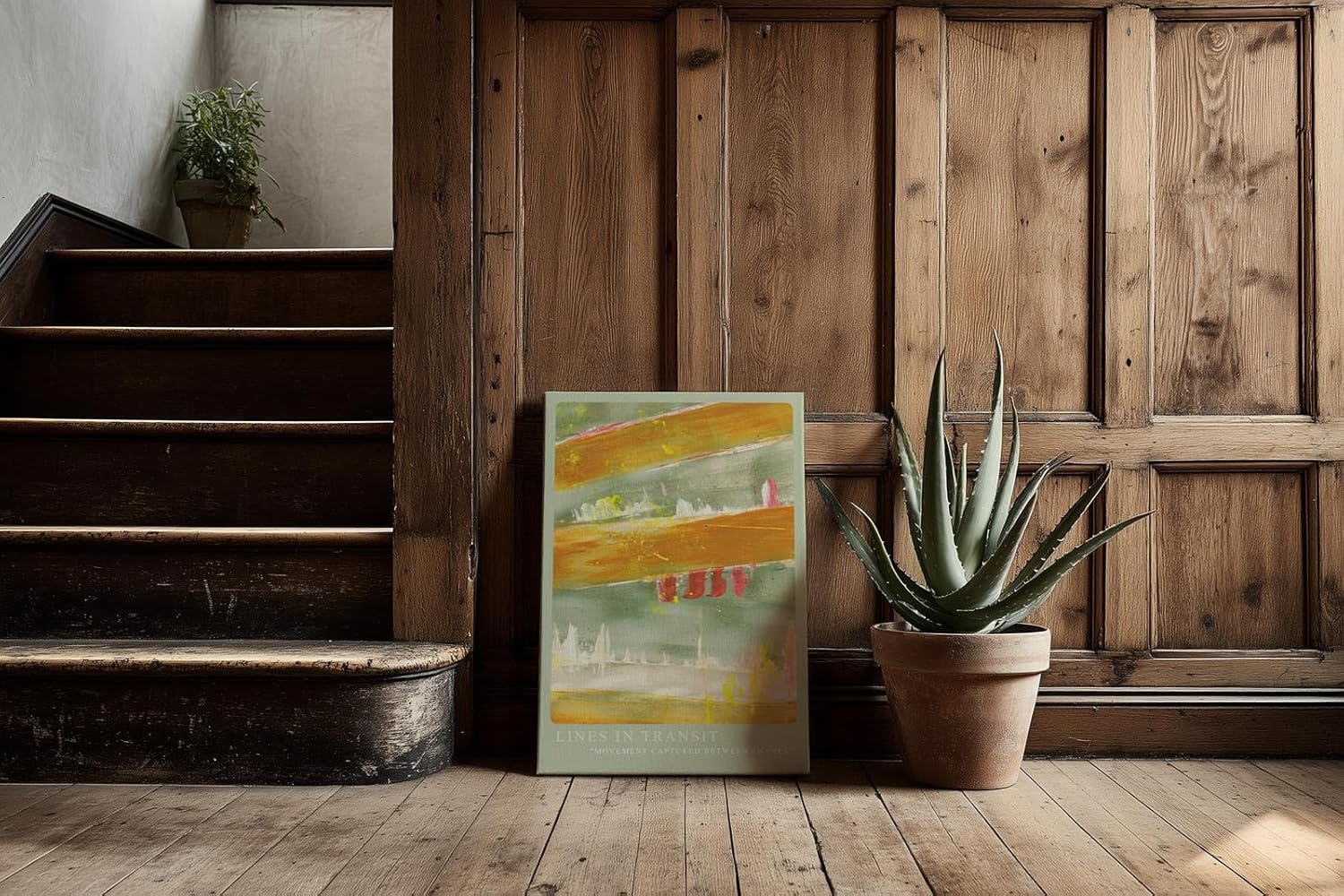 Paul Sinus Kunstdruck 40x60cm Lines in Transit Linien Dynamik Grün Gelb Bewegung Abstrakt